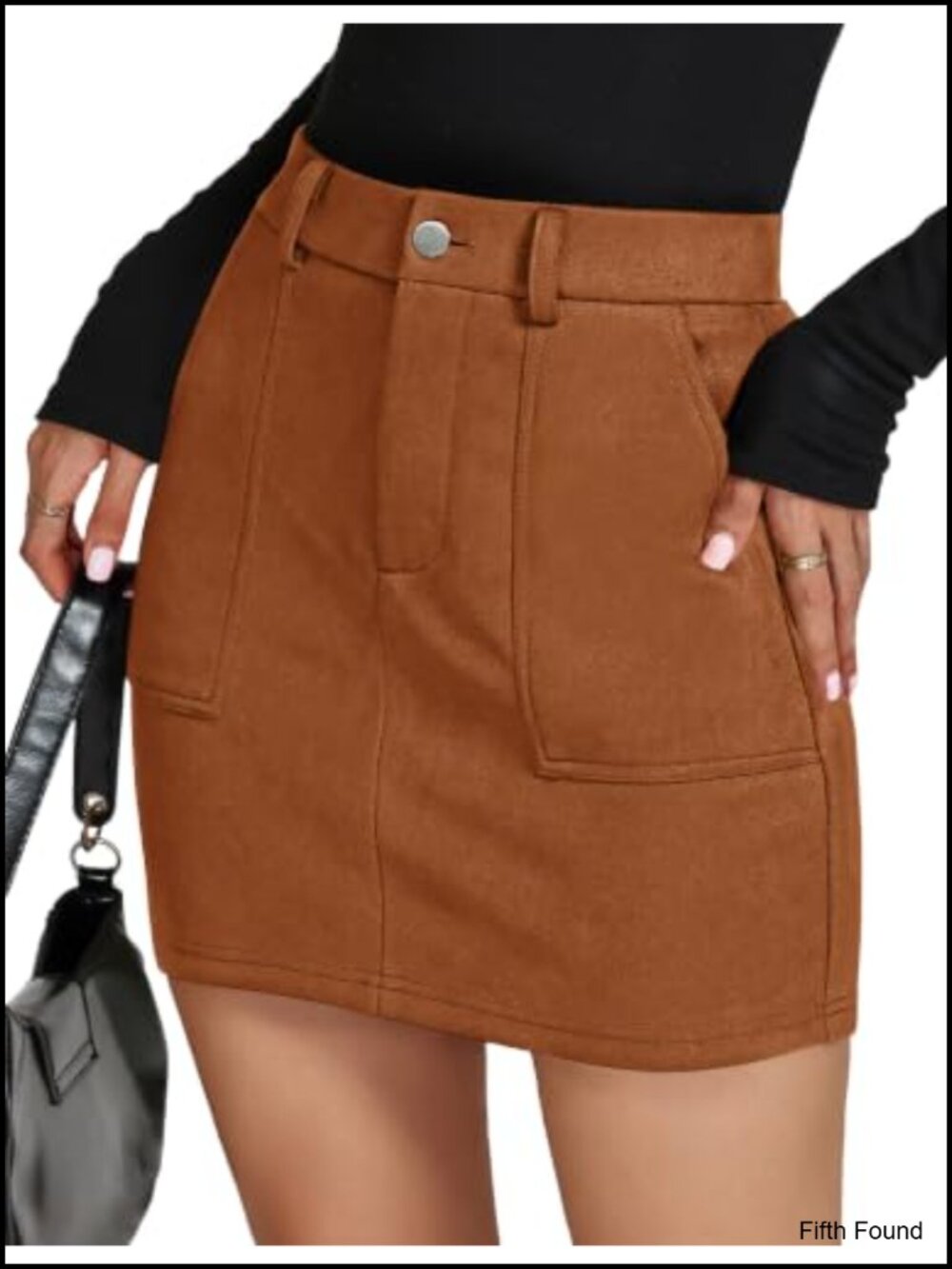 Faux Suede Mini Pencil Skirt High Waist Bodycon Workwear
